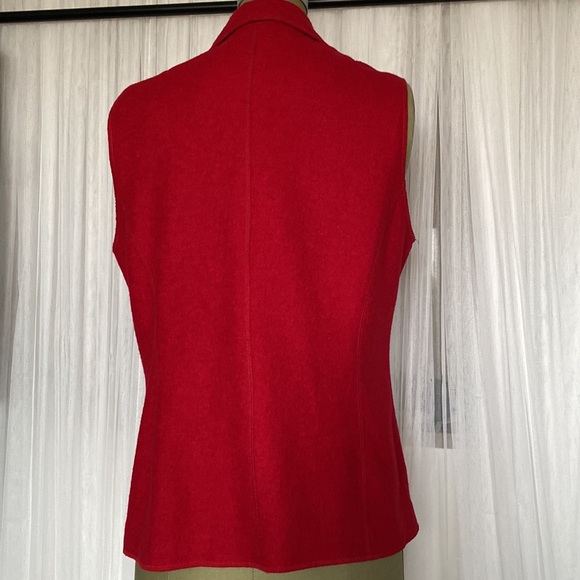 Vtg Erfo red vest, button down, pockets, blend polyester/wool Size L - Picture 5 of 17